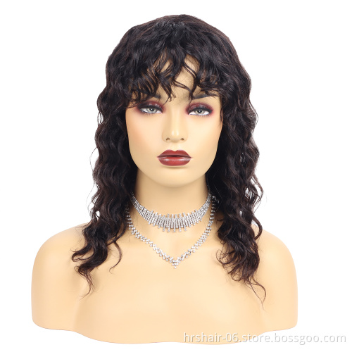 130% 150% 180% Throw On And Go Cheap Machine Made Black  brazilian Human customized Hair Wigs for lady and Women